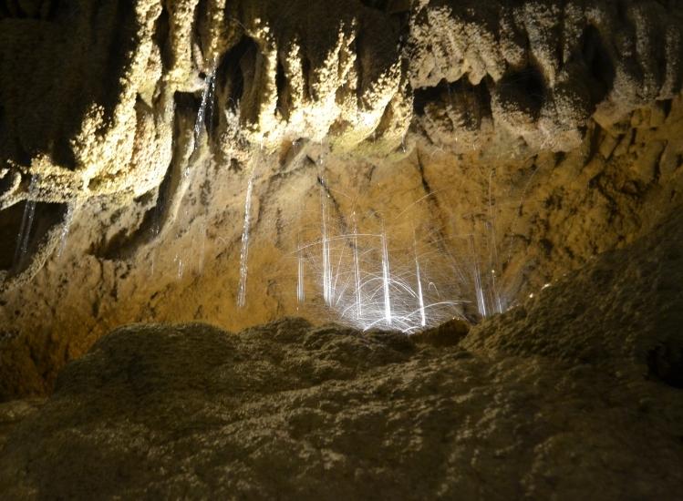 heavy rain in the concretions of Grottes du Cerdon