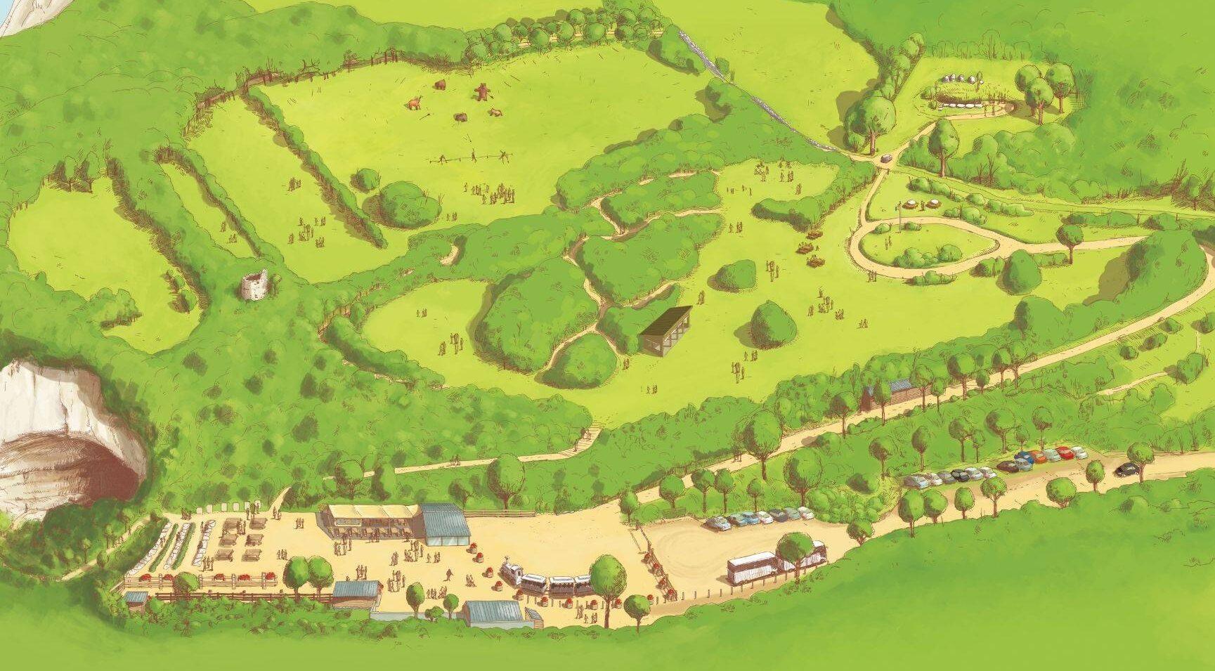 plan para un parque temático prehistórico grottes du cerdon