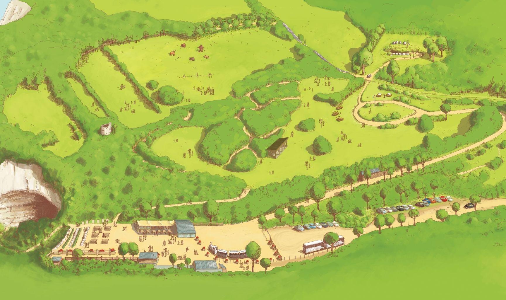 plan para un parque temático prehistórico grottes du cerdon
